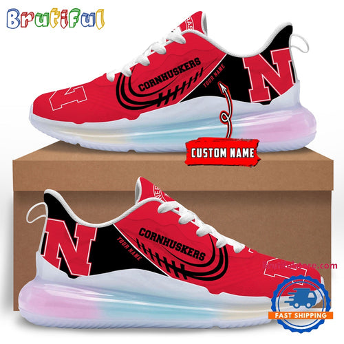 NCAA Nebraska Cornhuskers Women’s Rainbow Atmospheric Cushion Running Shoes, Football Women’s Shoes