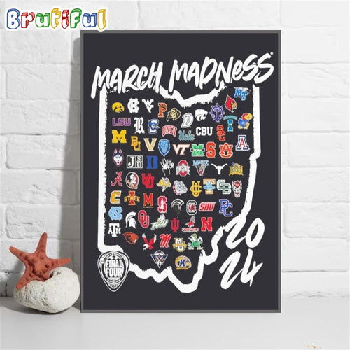 NCAA Women’s Basketball 2024 Tournament March Madness Athletic Determination Wall Art Poster Canvas