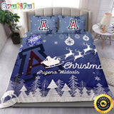 NCAA Arizona Wildcats Bedding Sets Santa Claus Sleigh And Reindeer Christmas Bedding Sets Quilt Bedding Sets