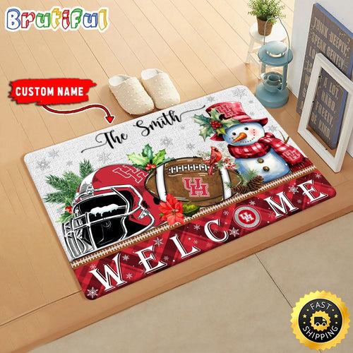 NCAA Houston Cougars Doormat Welcome Christmas Custom Name Football Doormat