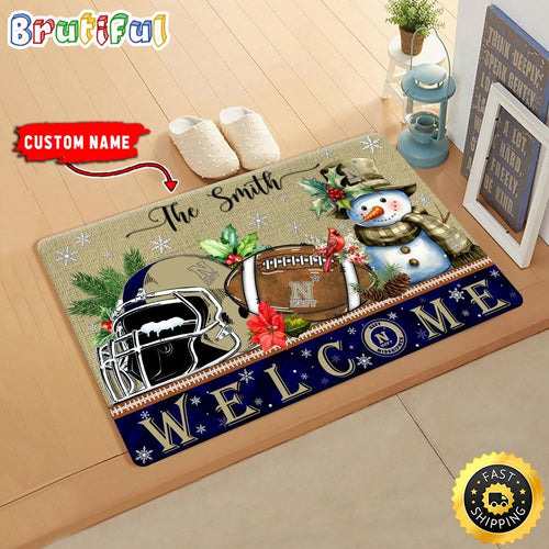 NCAA Navy Midshipmen Doormat Welcome Christmas Custom Name Football Doormat