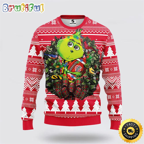 NCAA Ohio State Buckeyes Ugly Sweater Grinch Hug Ugly Christmas Sweater