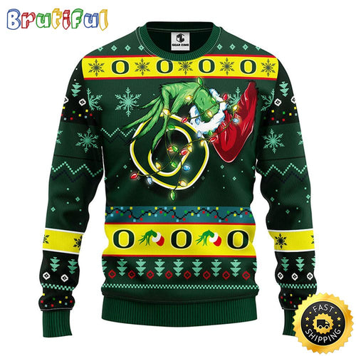 NCAA Oregon Ducks Christmas Ugly Sweater Grinch Gift For Football Fans