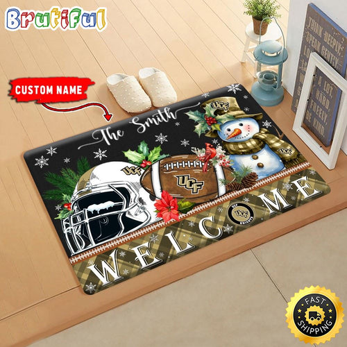 NCAA UCF Knights Doormat Welcome Christmas Custom Name Football Doormat