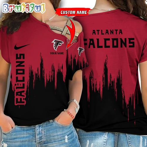 NFL Atlanta Falcons Football Team Logo Design One Shoulder Shirt