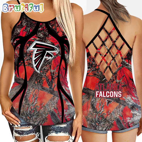 NFL Atlanta Falcons Women’s Tank Top, Football Team Logo Criss Cross Tank Top