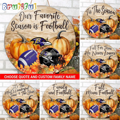 NFL Baltimore Ravens Pumpkin Custom Wooden Sign, Sport Football Home Decorations
