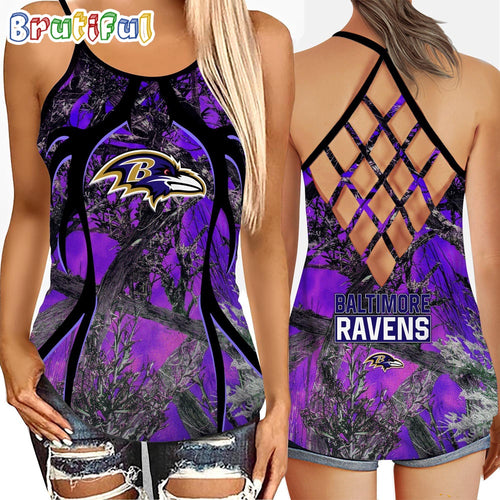 NFL Baltimore Ravens Women’s Tank Top, Football Team Logo Criss Cross Tank Top
