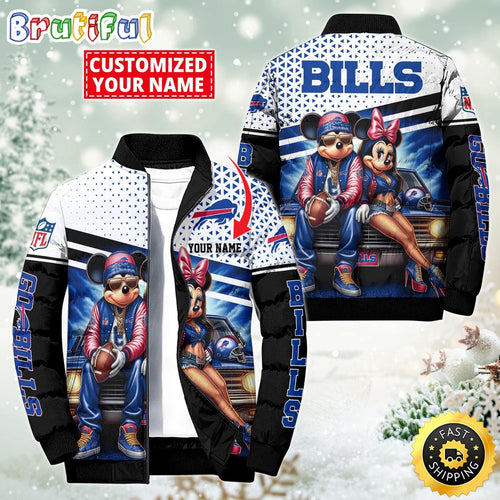 NFL Buffalo Bills Puffer Jacket Mickey Minnie Jacket
