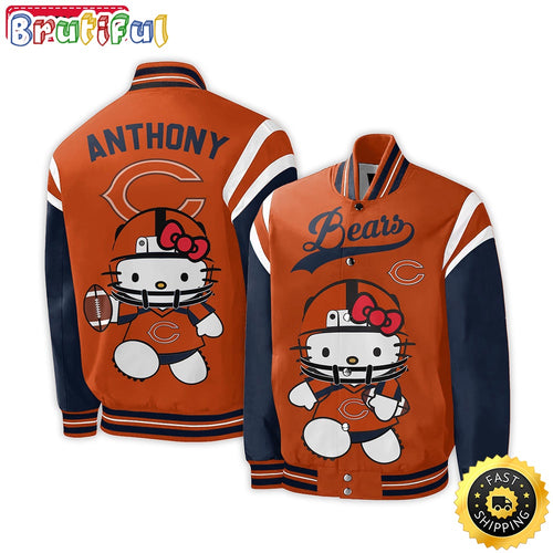 NFL Chicago Bears Baseball Jacket Hello Kitty Personalized Baseball Jacket