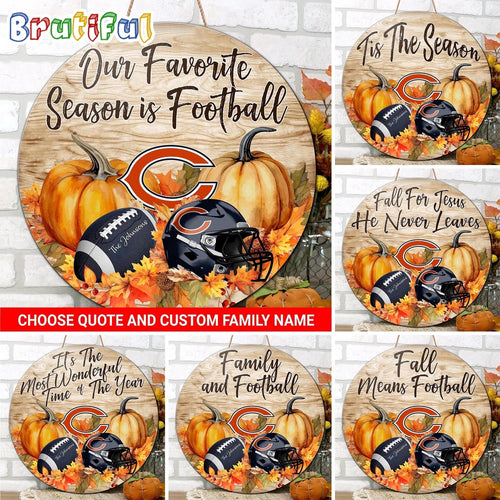NFL Chicago Bears Pumpkin Custom Wooden Sign, Sport Football Home Decorations