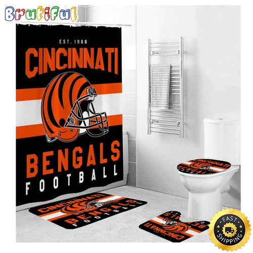 NFL Cincinnati Bengals Shower Curtain Football Team Helmet Shower Curtain Sets