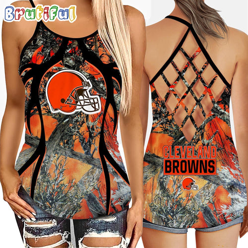 NFL Cleveland Browns Women’s Tank Top, Football Team Logo Criss Cross Tank Top