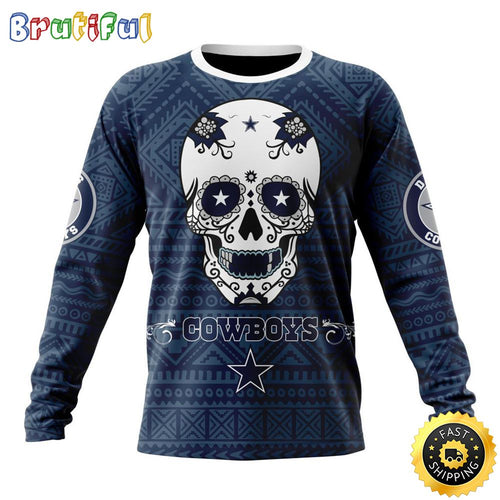 NFL Dallas Cowboys Crewneck Sweatshirt Specialized Kits For Dia De Muertos Show Your Team Spirit