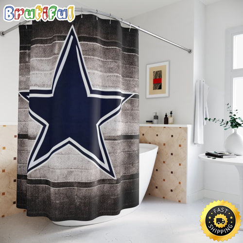 NFL Dallas Cowboys Shower Curtain Sport Bathroom Mat Set and Shower Curtain