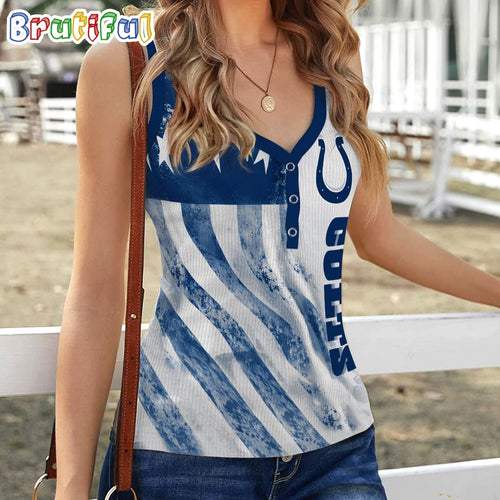 NFL Indianapolis Colts Special American Flag Women V-Neck Ribbed Tank Top
