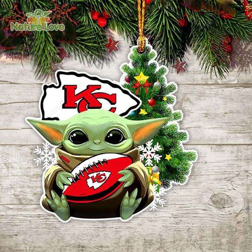 NFL Kansas City Chiefs Baby Yoda Christmas Ornament Xmas Tree Decoration