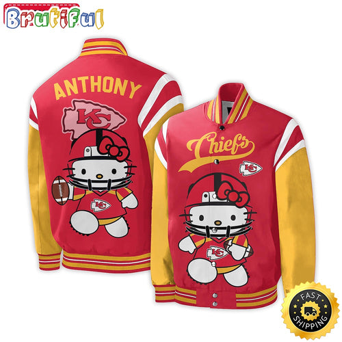 NFL Kansas City Chiefs Baseball Jacket Hello Kitty Personalized Baseball Jacket