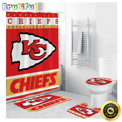 NFL Kansas City Chiefs Shower Curtain Football Team Shower Curtain Sets