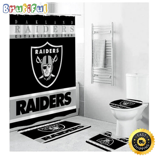NFL Las Vegas Raiders 1960 Shower Curtain Football Shower Curtain Sets