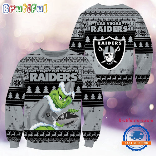 NFL Las Vegas Raiders Football Grinch Christmas Ugly Sweater