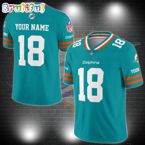 NFL Miami Dolphins Logo Team Custom Football Jersey, Football Jersey Shirt