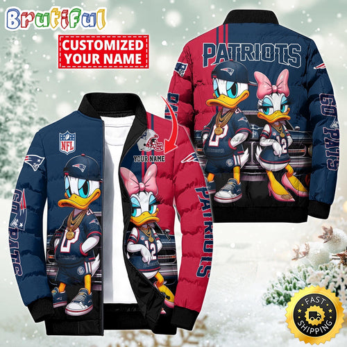 NFL New England Patriots Puffer Jacket Donald Duck Custom Jacket