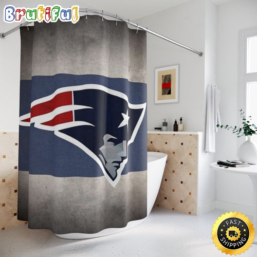 NFL New England Patriots Shower Curtain Sport Bathroom Mat Set and Shower Curtain