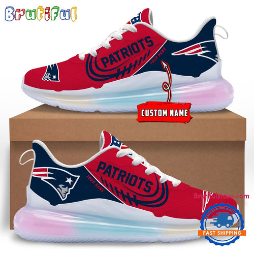 NFL New England Patriots Women’s Rainbow Atmospheric Cushion Running Shoes, Football Women’s Shoes
