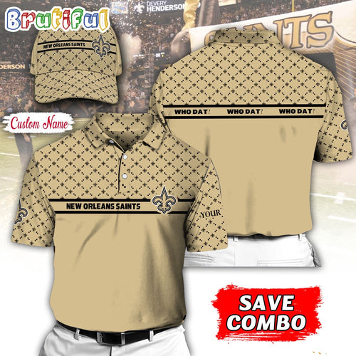 NFL New Orleans Saints Polo Shirt, Custom Football Polo Shirt And Cap