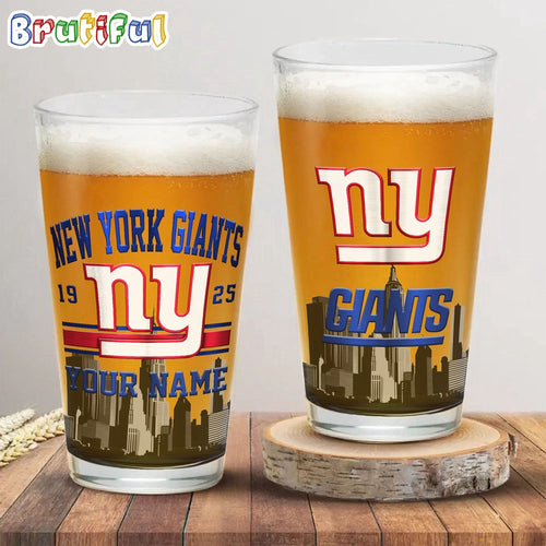 NFL New York Giants Beer Glass Cup 16oz, Custom Football Glass Cup