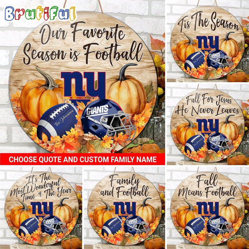 NFL New York Giants Pumpkin Custom Wooden Sign, Sport Football Home Decorations