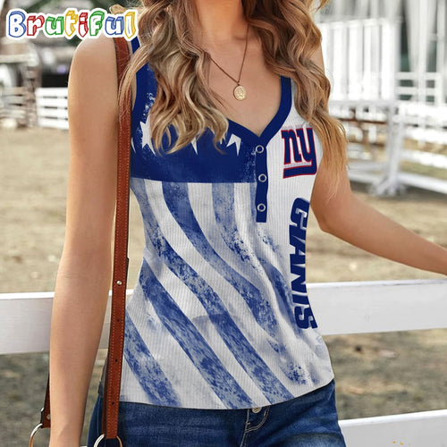 NFL New York Giants Special American Flag Women V-Neck Ribbed Tank Top