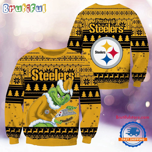NFL Pittsburgh Steelers Football Grinch Christmas Ugly Sweater