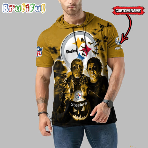 NFL Pittsburgh Steelers Horror Characters Essential Halloween Sleeveless Hoodie