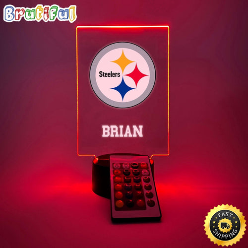 NFL Pittsburgh Steelers Night Light Table Desk Lamp Stand Sports Fan LED Light