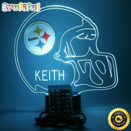 NFL Pittsburgh Steelers Night Light Up Table Lamp Football Helmet Sports LED Light
