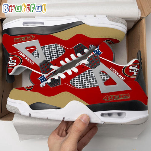 NFL San Francisco 49ers Football Team Air Jordan 4 Shoes, Personalized AJ4 Sneaker