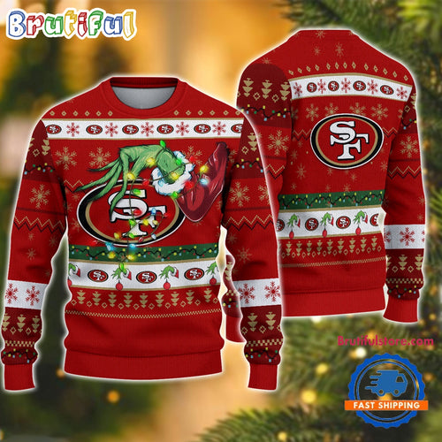 NFL San Francisco 49ers Special Grinch’s Hand Football Christmas Ugly Sweater