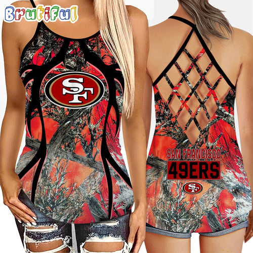 NFL San Francisco 49ers Women’s Tank Top, Football Team Logo Criss Cross Tank Top