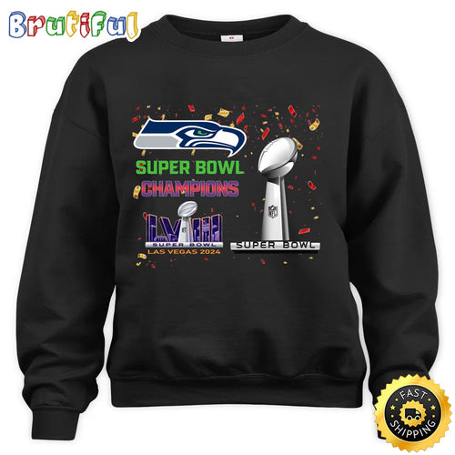 NFL Seattle Seahawks Sweatshirt Super Bowl LVIII 2024 Las Vegas Champions Unisex Sweatshirt