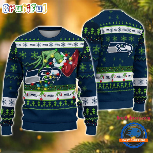 NFL Seattle seahawks Special Grinch’s Hand Football Christmas Ugly Sweater