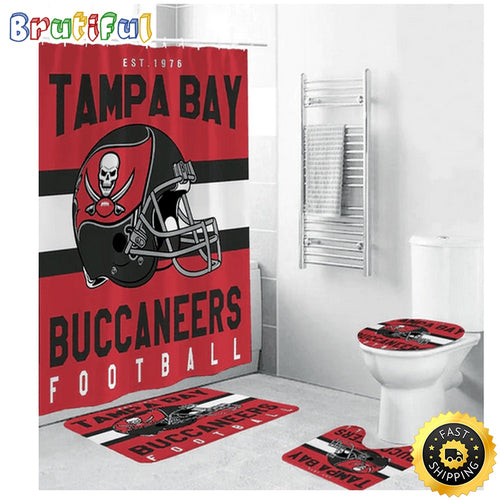 NFL Tampa Bay Buccaneers Shower Curtain Football Team Helmet Shower Curtain Sets