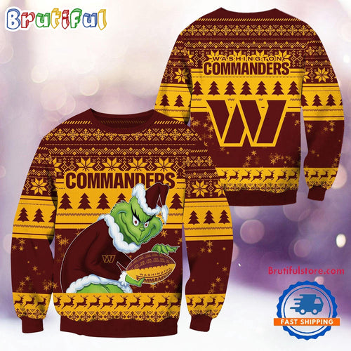 NFL Washington Commanders Football Grinch Christmas Ugly Sweater