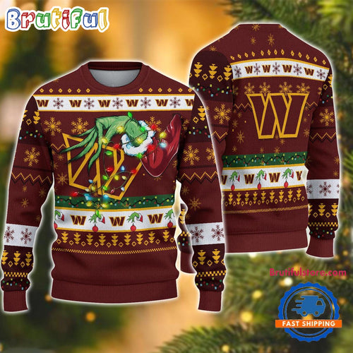NFL Washington Commanders Special Grinch’s Hand Football Christmas Ugly Sweater