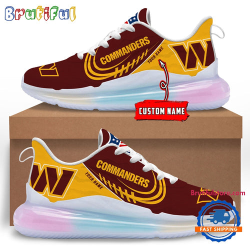 NFL Washington Commanders Women’s Rainbow Atmospheric Cushion Running Shoes, Football Women’s Shoes