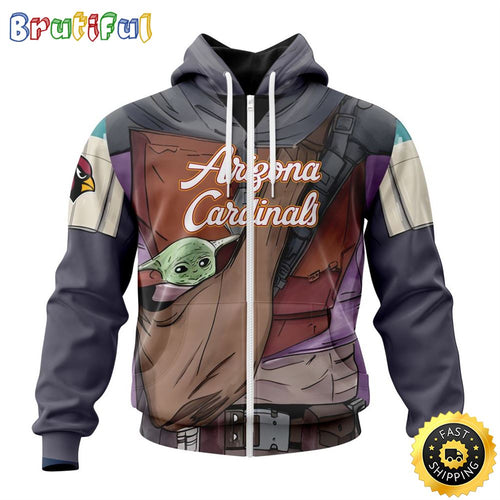NFL Arizona Cardinals All Over Print Zip Hoodie 3D Specialized Mandalorian And Baby Yoda Unisex Hoodies