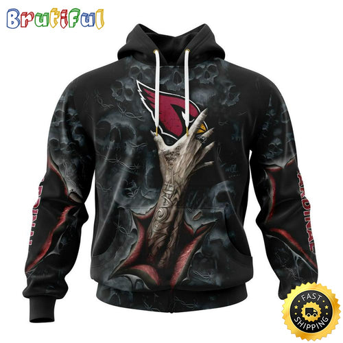 NFL Arizona Cardinals Hoodie Special Horror Skull Art Design Halloween 3D Hoodie Unisex Hoodie