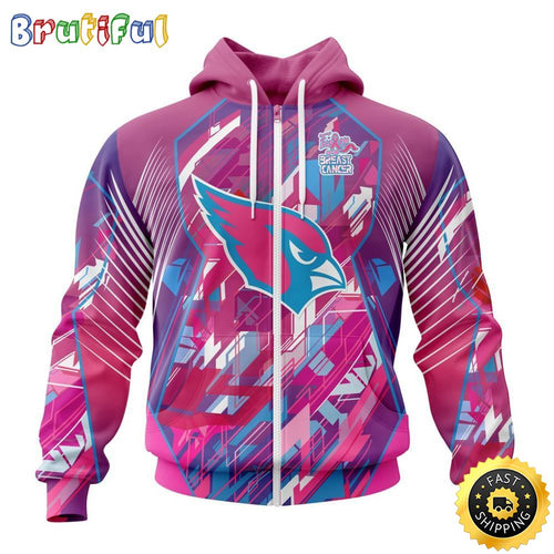 NFL Arizona Cardinals I Pink All Over Print Zip Hoodie 3D I Can Fearless Again Breast Cancer For Breast Cancer Survivors