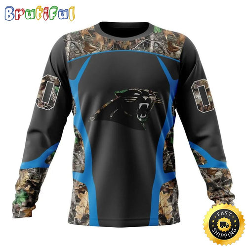 NFL Carolina Panthers Crewneck Sweatshirt Camo Hunting Design Stylish Gear For Fans